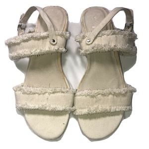 URGE Anthropologie Katie‎ Denim Frayed Sandals Size 40 | 9